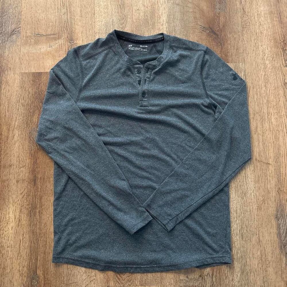 Under Armour Gray heather long sleeve shirt Henley Small